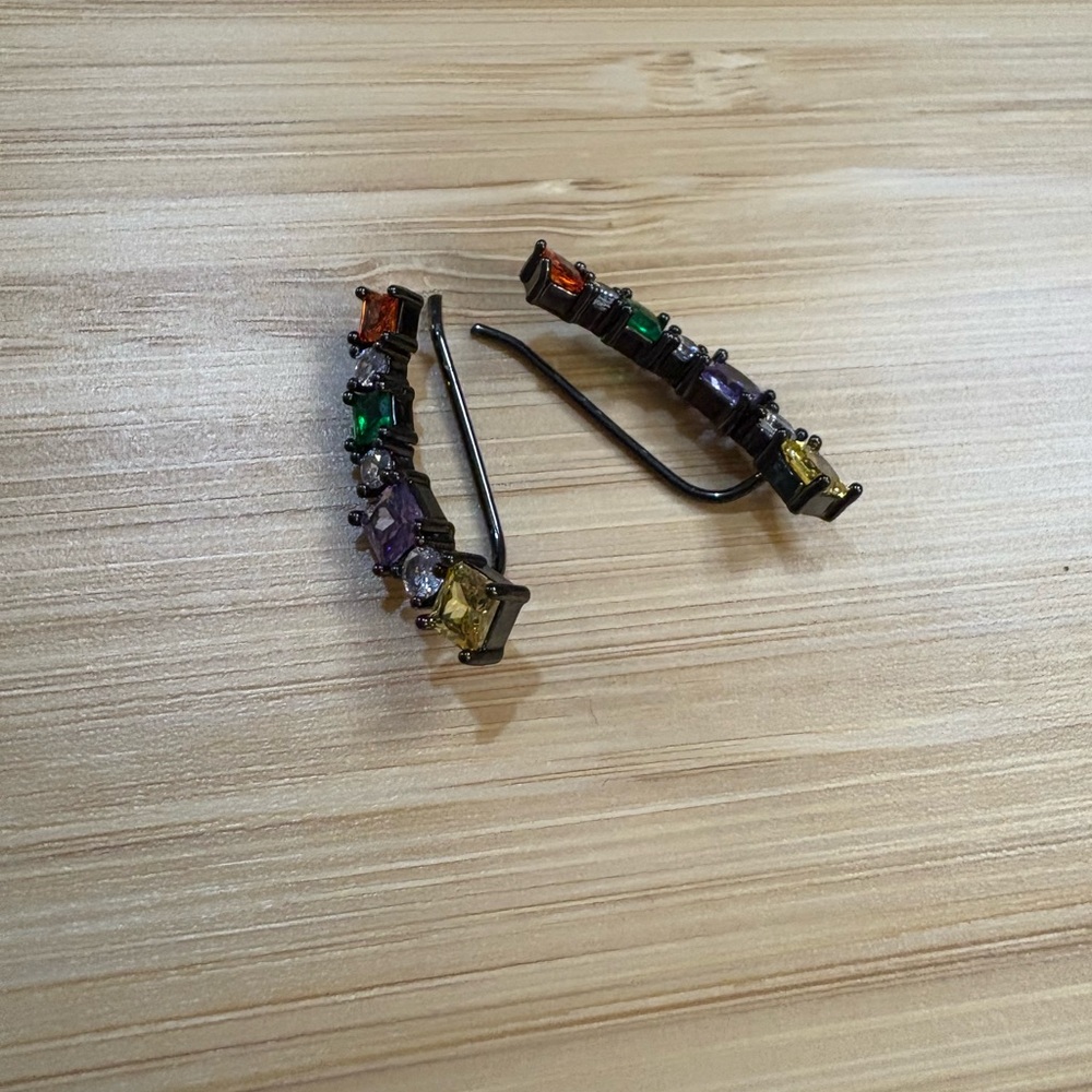 New Multicolor Gemstone Ear Climbers / Ear Crawlers View 3
